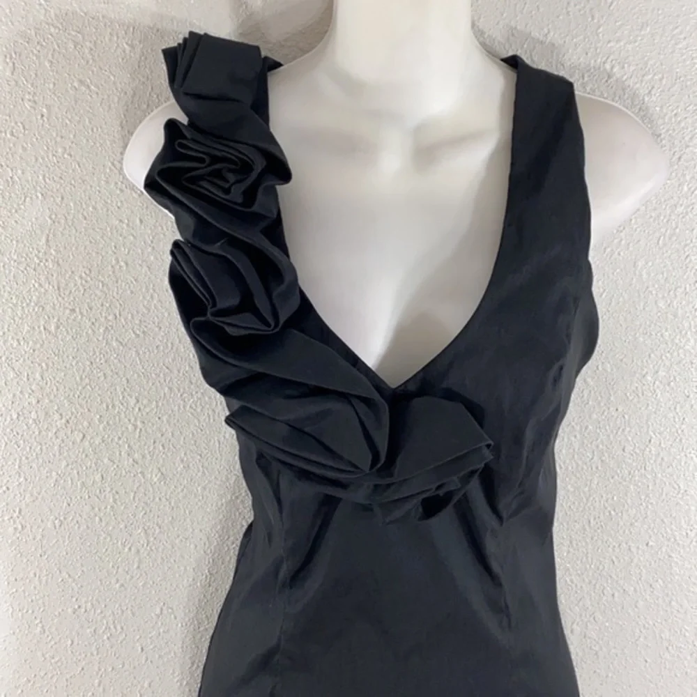 Jackie Jon New York black taffeta ruffle dress S24